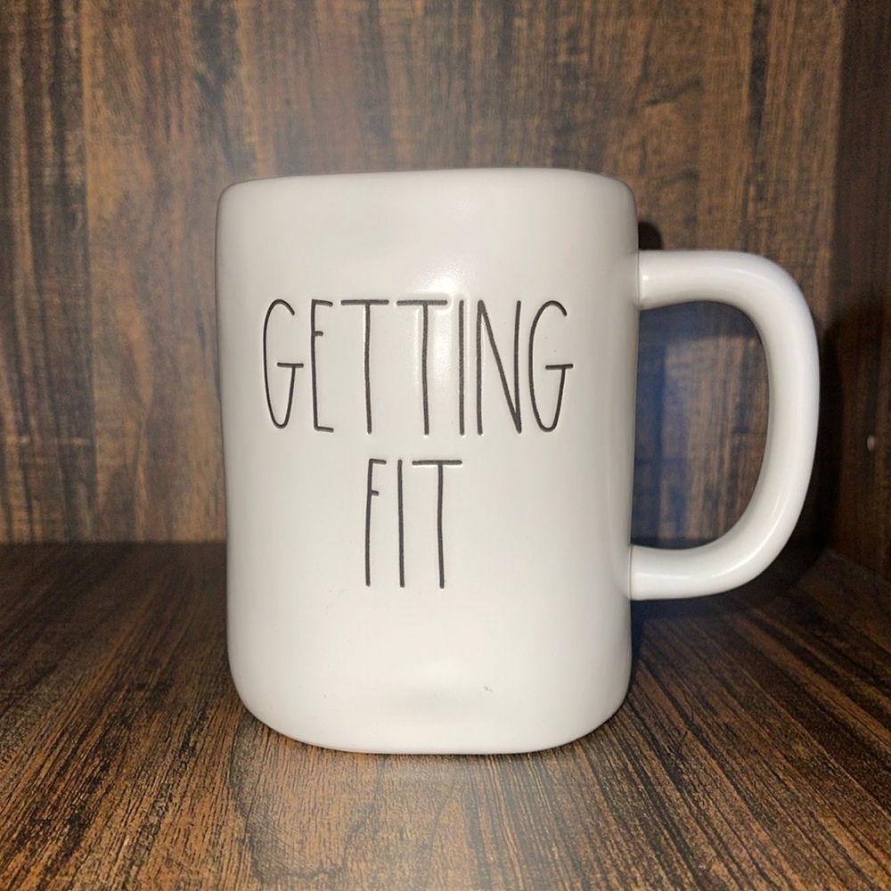 Rae Dunn Getting Fit Mug - Dishwasher and Microwave Safe.